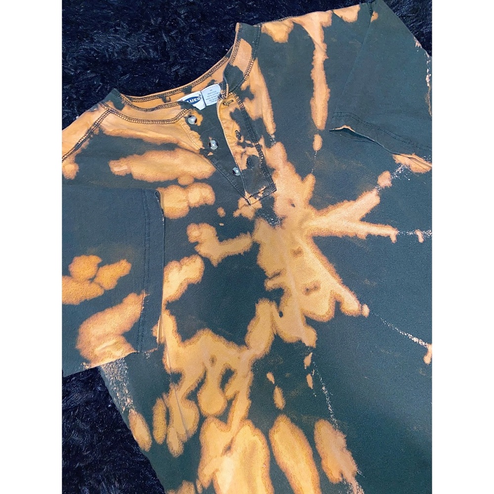 BCC BLUES Custom Bleach Tie-Dye Acid Wash V-Neck T-Shirt